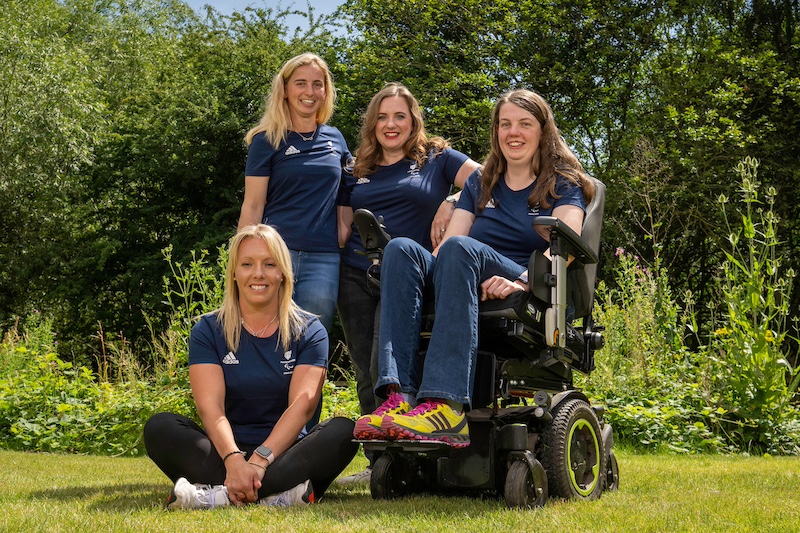 Paralympics GB selected equestrian athletes (L-R) Sophie Wells, Georgia Wilson, Natasha Baker and Mari Durward-Akhurst - SportPark, Loughborough, United Kingdom - 18 July 2024