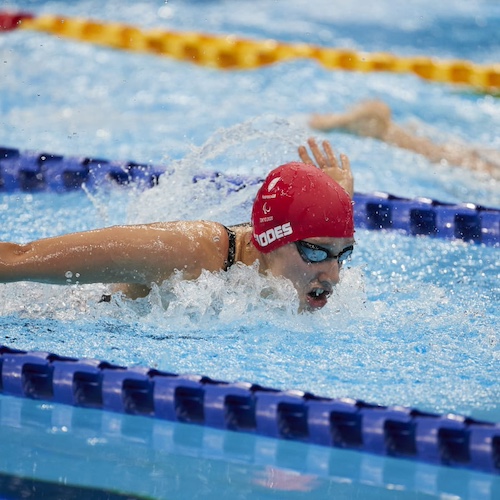 Louise Fiddes swimming in a pool